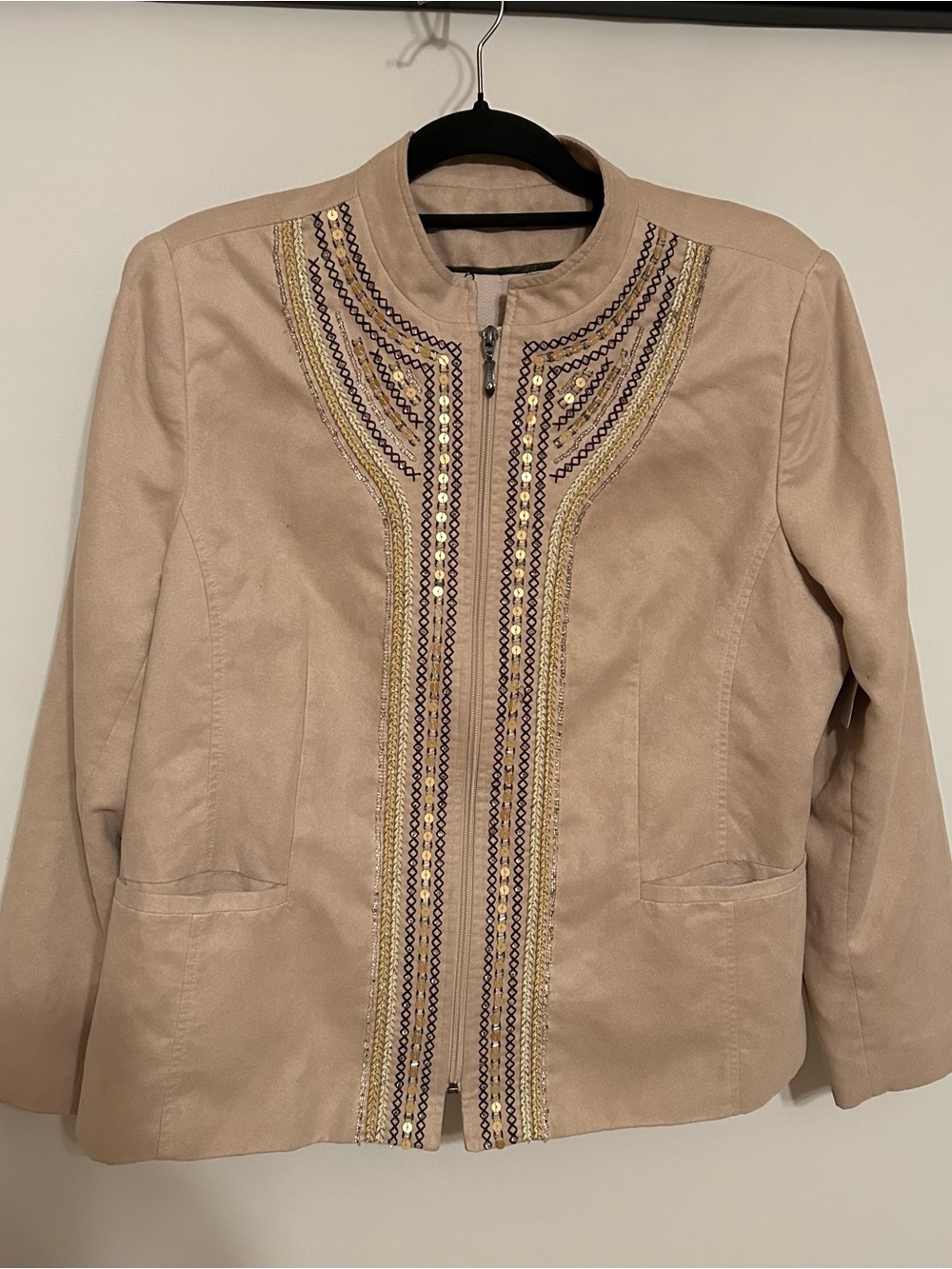 TanJay Beige Embroidered Utility Jacket
